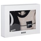 Baby Boys Grey & Black Logo Babygrow Set, 1, hi-res