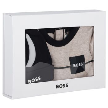 Baby Boys Grey & Black Logo Babygrow Set