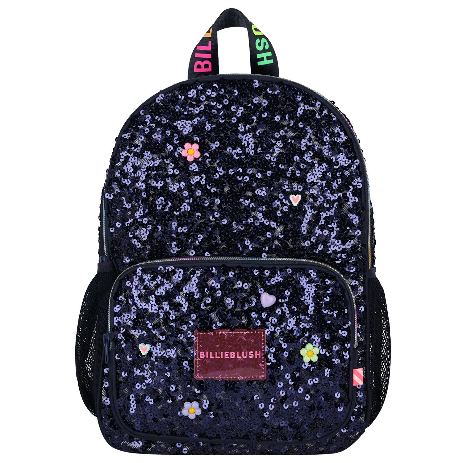 Girls Navy Blue Embellished Backpack ( 35cm ), 1, hi-res