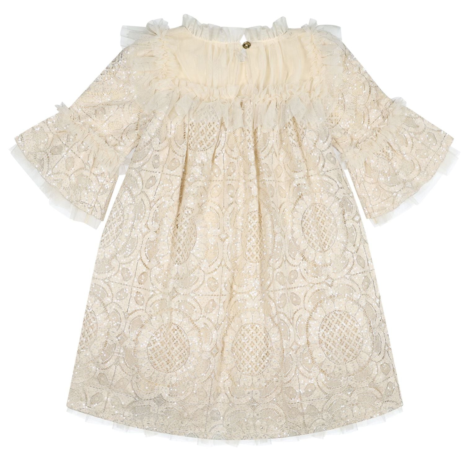 Girls Beige Lace & Sequin Kristi Dress, 1, hi-res
