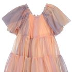 Girls Pink Tiered Tulle Dress, 1, hi-res