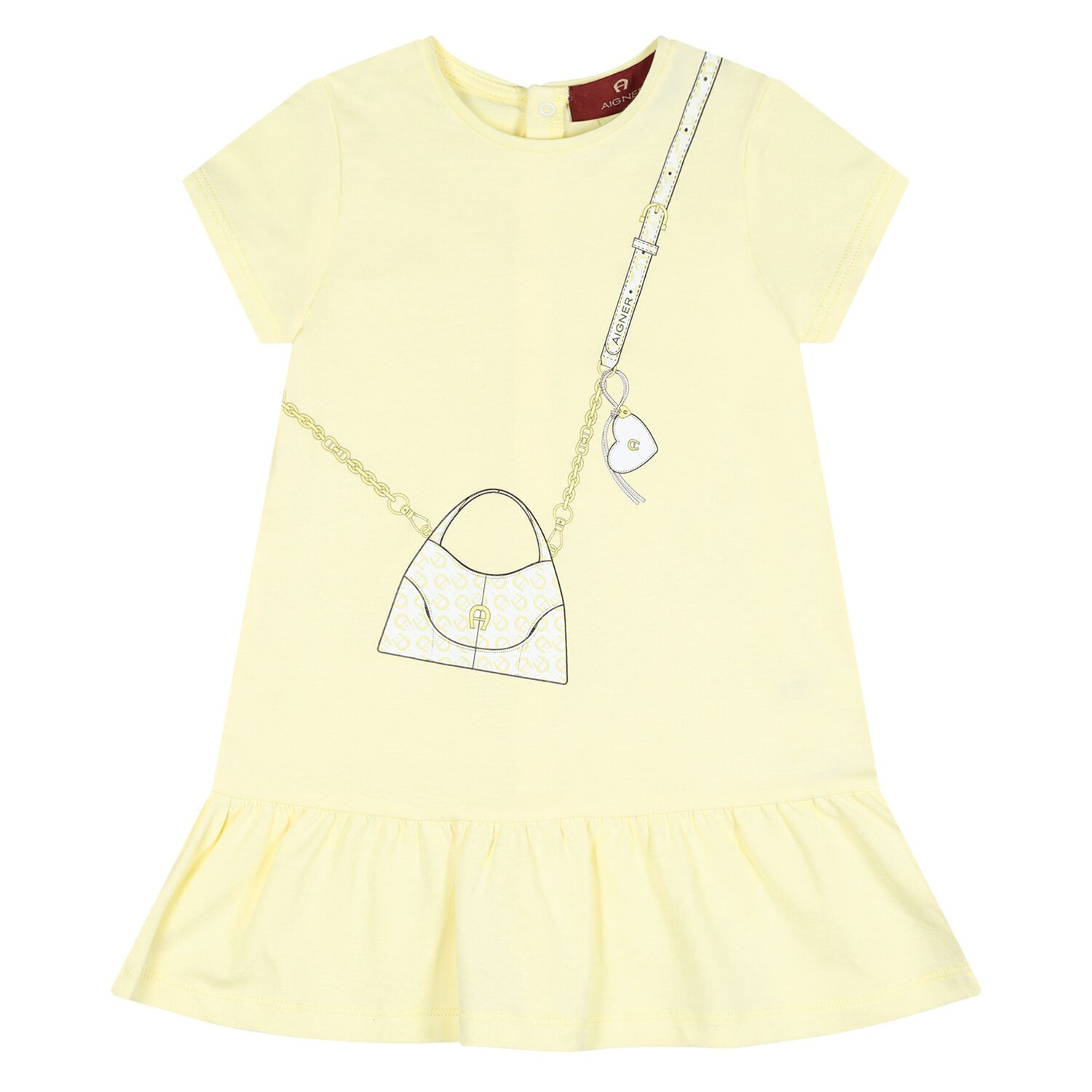 Younger Girls Yellow Bag Logo Dress, 2, hi-res