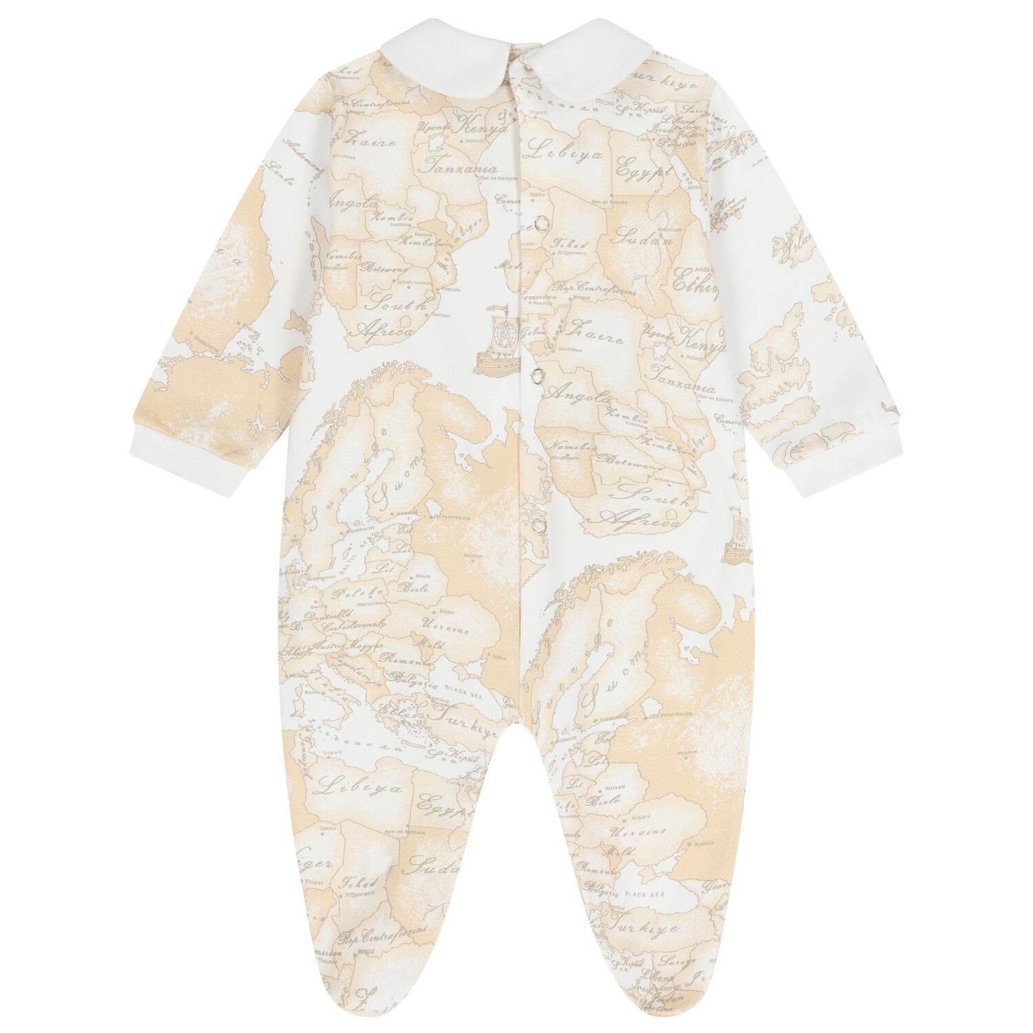 White & Beige Geo Map Babygrow Gift Set , 1, hi-res