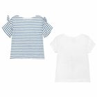 Girls White & Navy T-Shirt Set, 1, hi-res