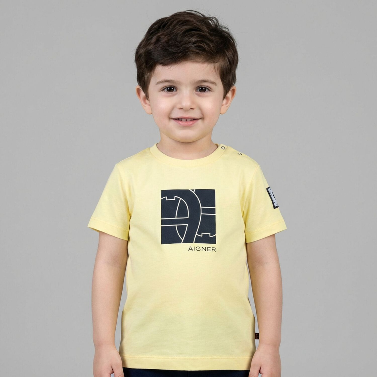 Younger Boys Yellow Logo T-Shirt, 1, hi-res