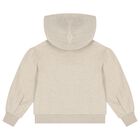 Girls Beige Embroidered Logo Hooded Top, 1, hi-res