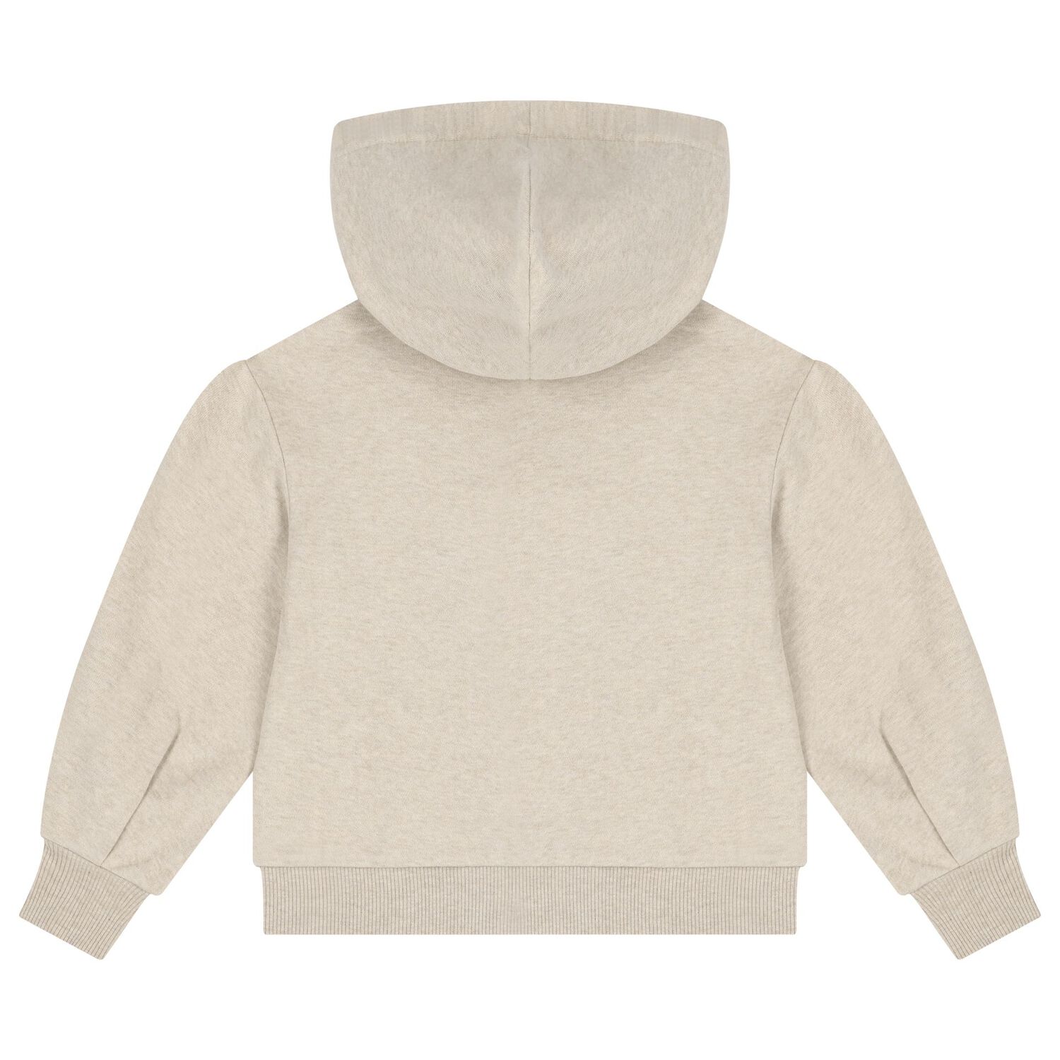 Girls Beige Embroidered Logo Hooded Top, 1, hi-res