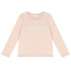 Girls Pink Logo Long Sleeve Top, 1, hi-res