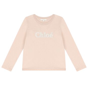 Girls Pink Logo Long Sleeve Top