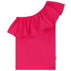 Girls Pink Ruffled Top, 2, hi-res