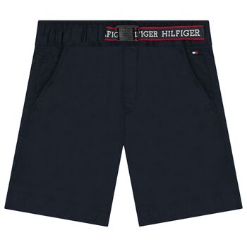 Boys Navy Blue Logo Shorts