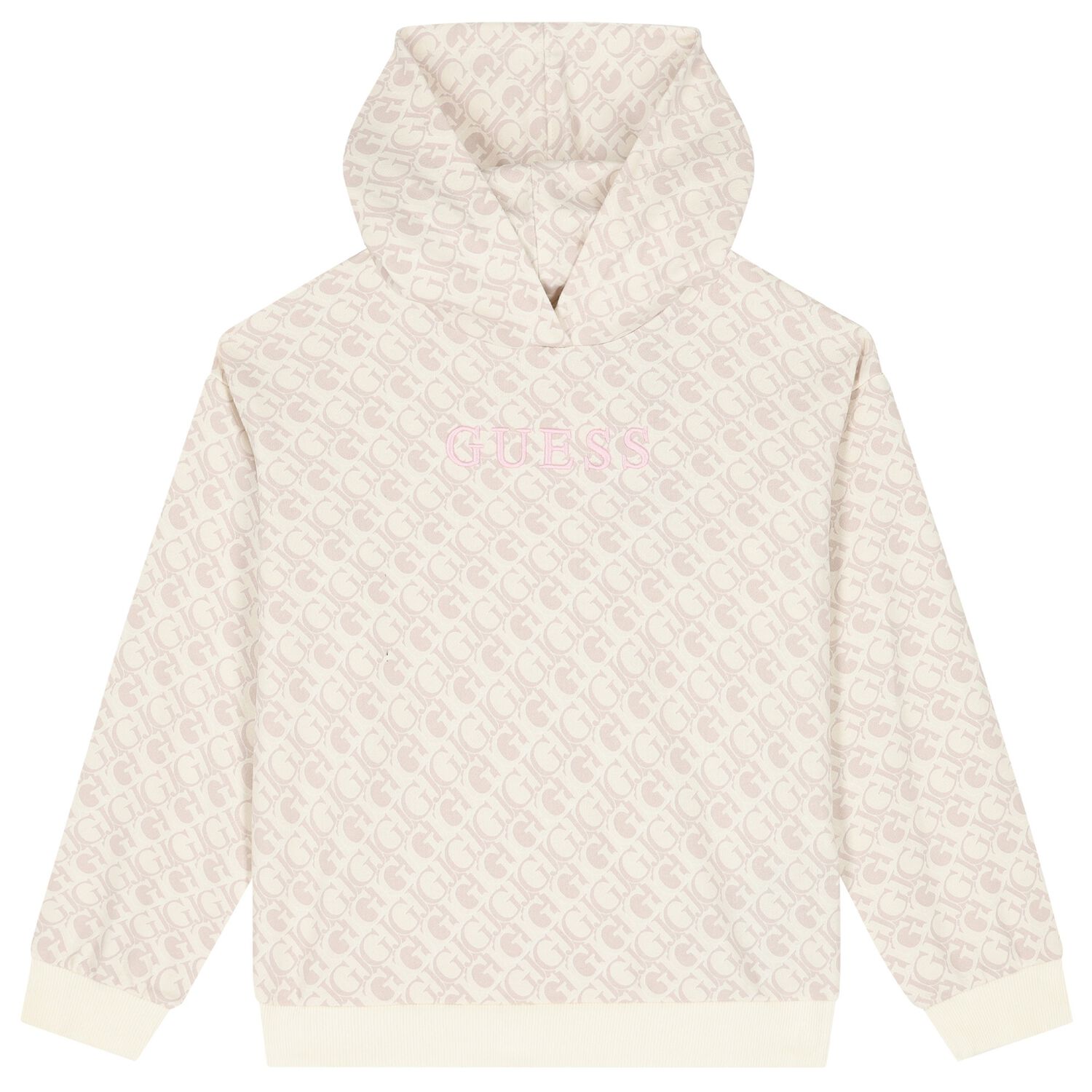 Girls Beige Logo Hooded Top, 1, hi-res
