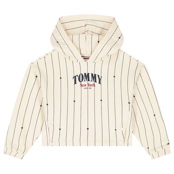 Girls Ivory Logo Hooded Top
