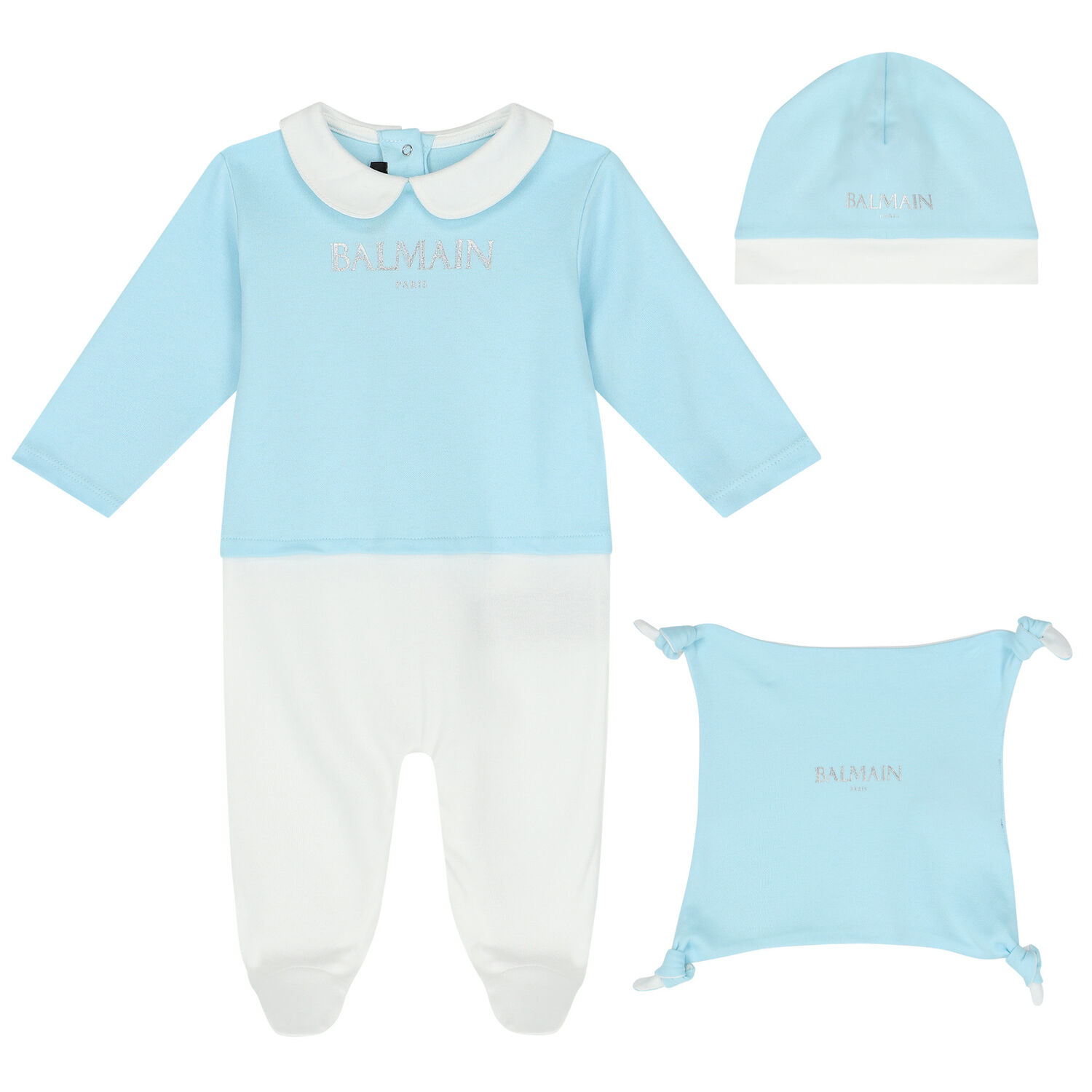 Baby Boys White & Blue Logo Babygrow Gift Set, 2, hi-res image number null