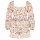 Girls Ivory Floral Embroidered Playsuit, 1, hi-res