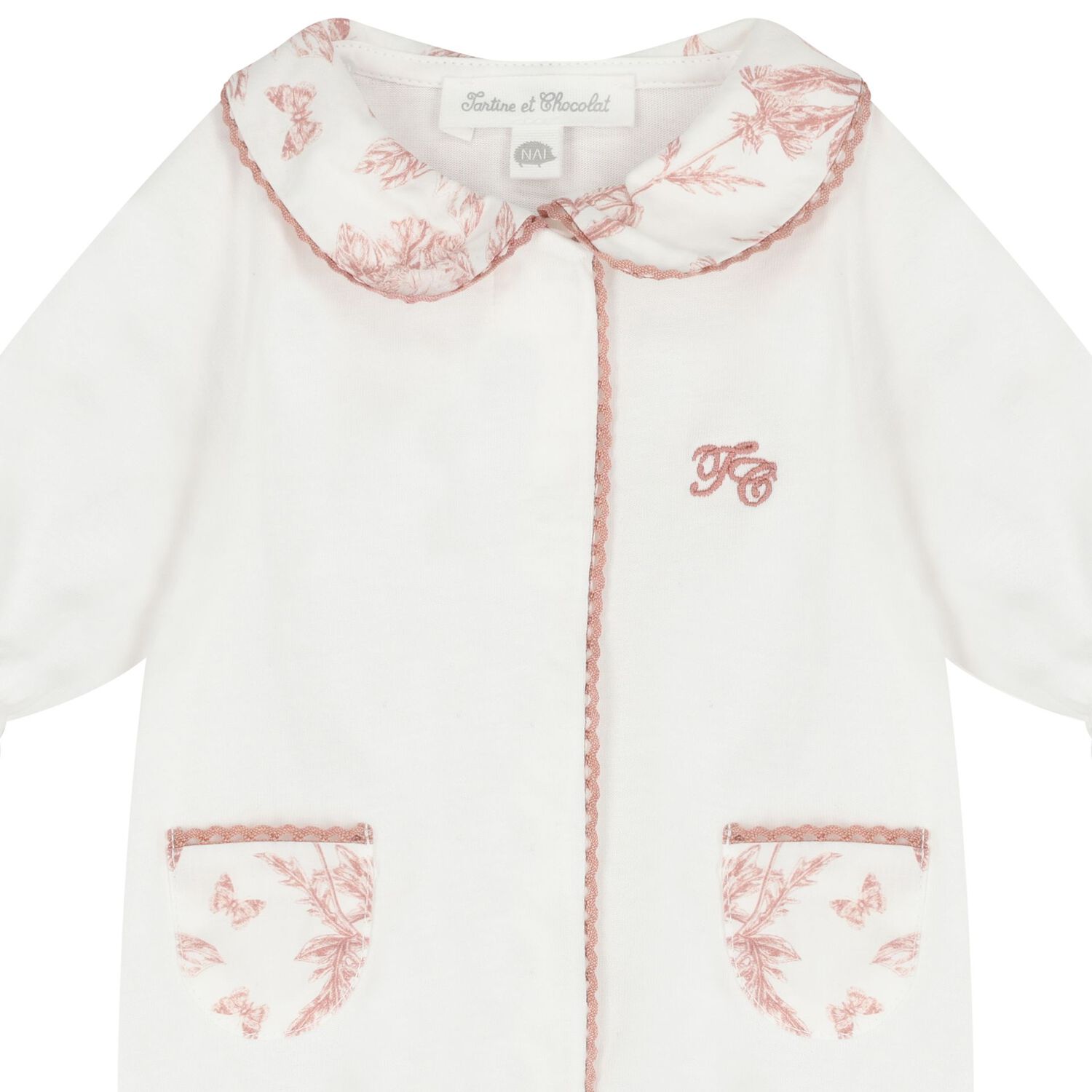 Baby Girls White & Pink Babygrow, 1, hi-res