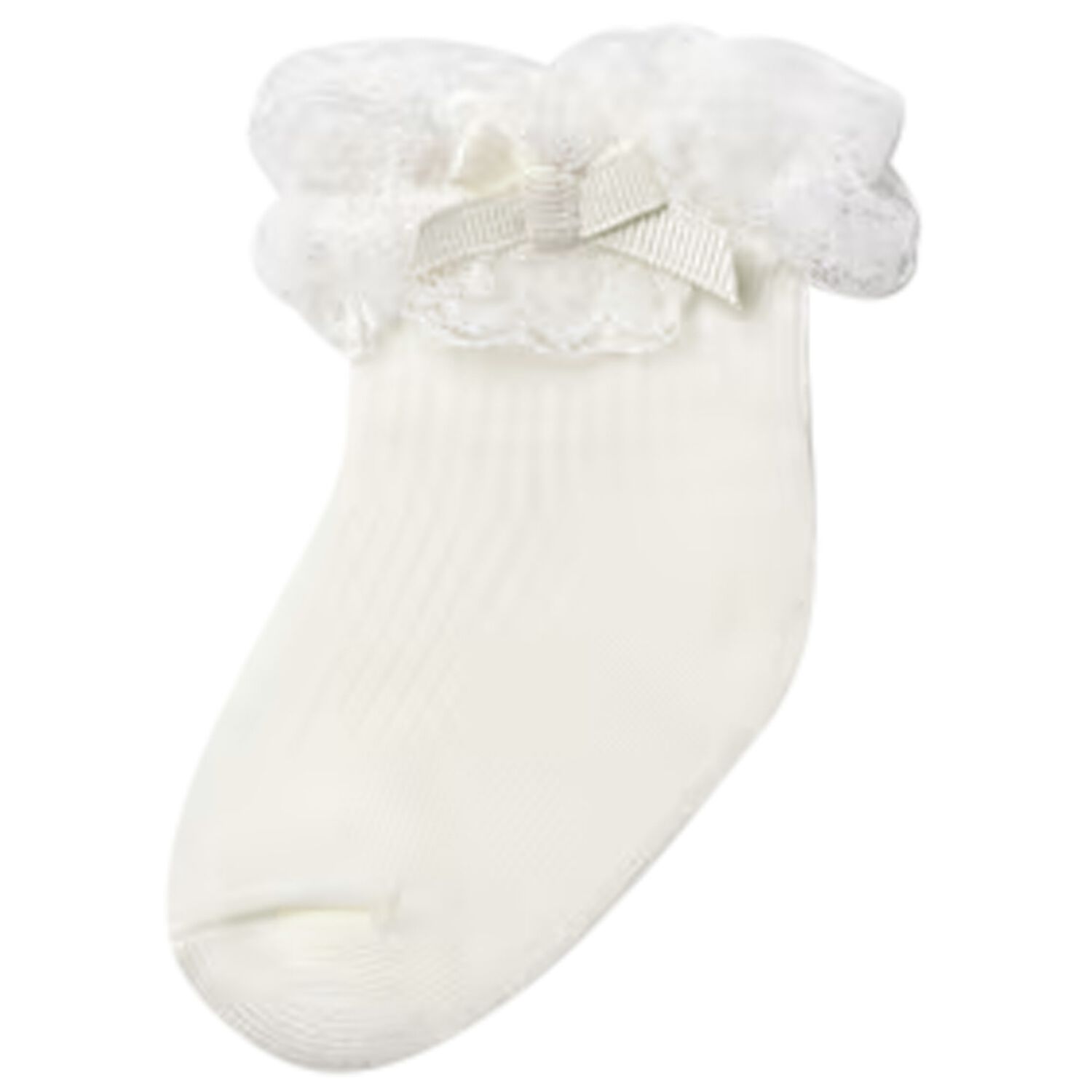 Baby Girls Ivory Lace Socks, 1, hi-res