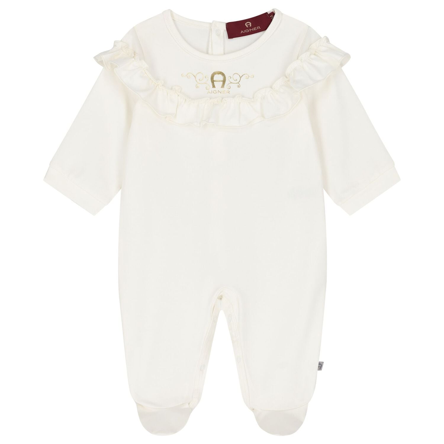 Baby Girls Ivory & Gold Logo Babygrow Gift Set, 1, hi-res