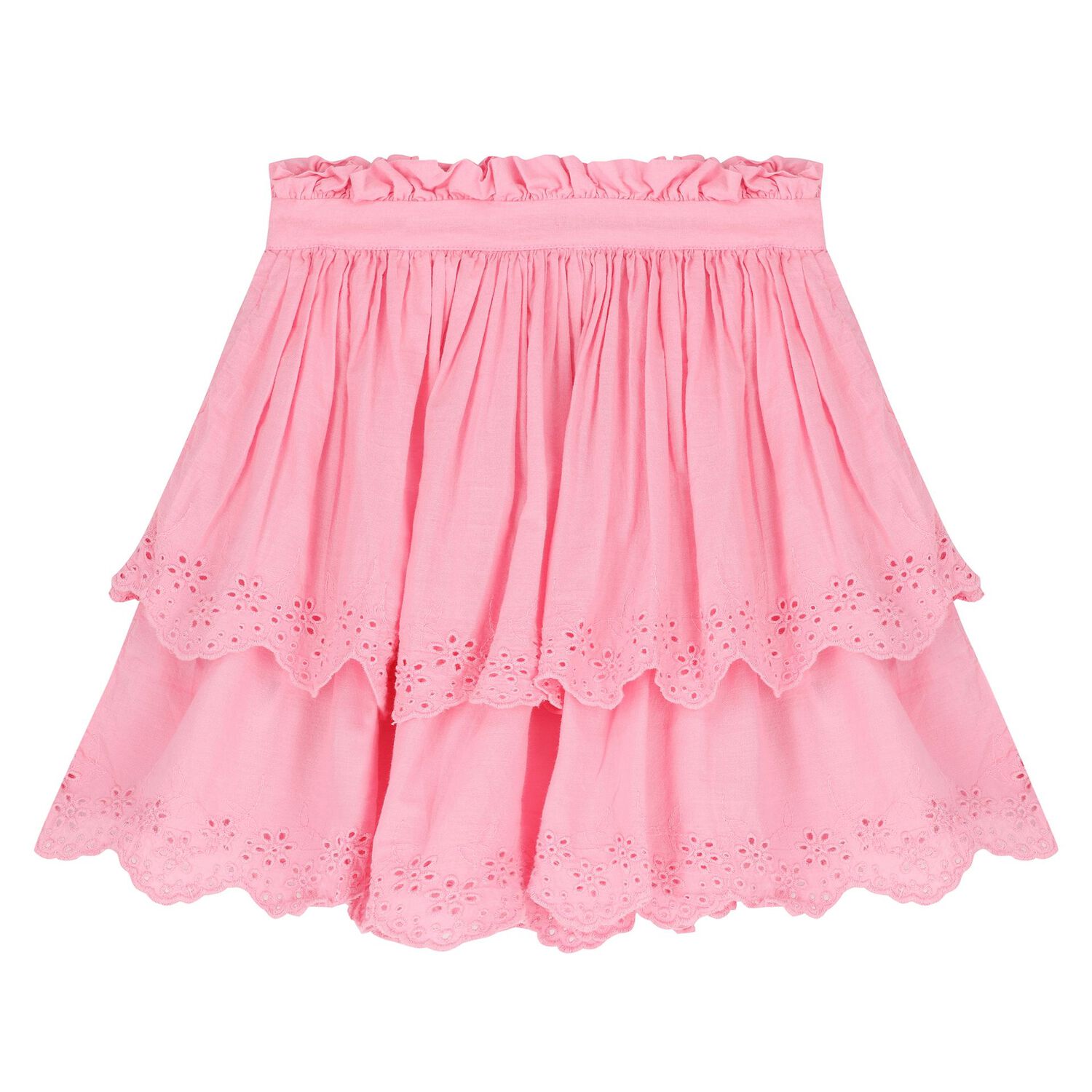 Girls Pink Broderie Anglaise Skirt, 2, hi-res
