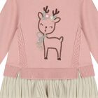 Younger Girls Pink & Beige Knitted Reindeer Dress, 2, hi-res