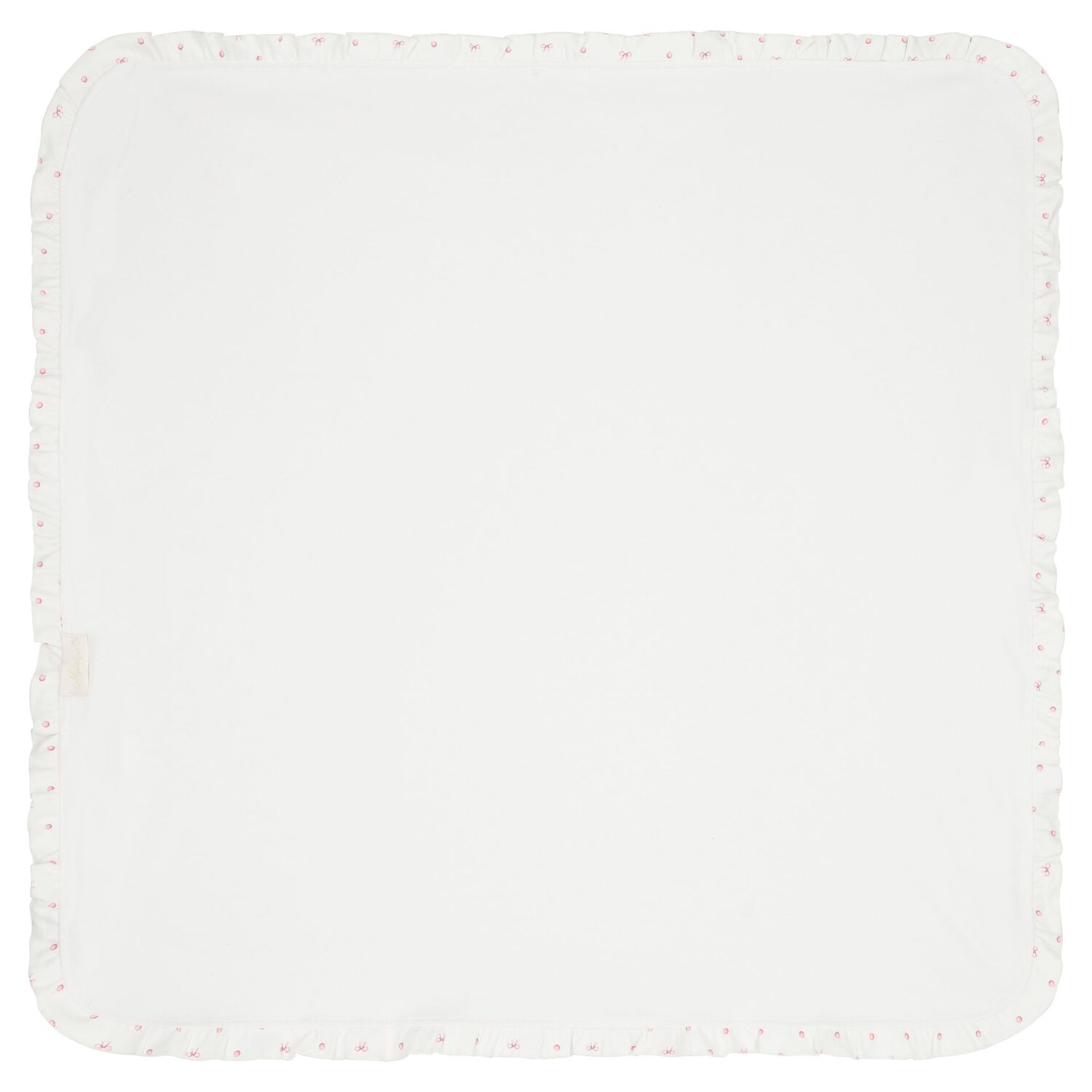 Baby Girls White & Pink Bow Blanket, 1, hi-res