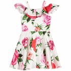 Girls White & Pink Floral Dress, 1, hi-res
