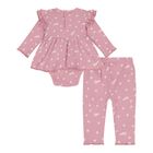 Baby Girls Pink Floral Bodysuit Set, 1, hi-res
