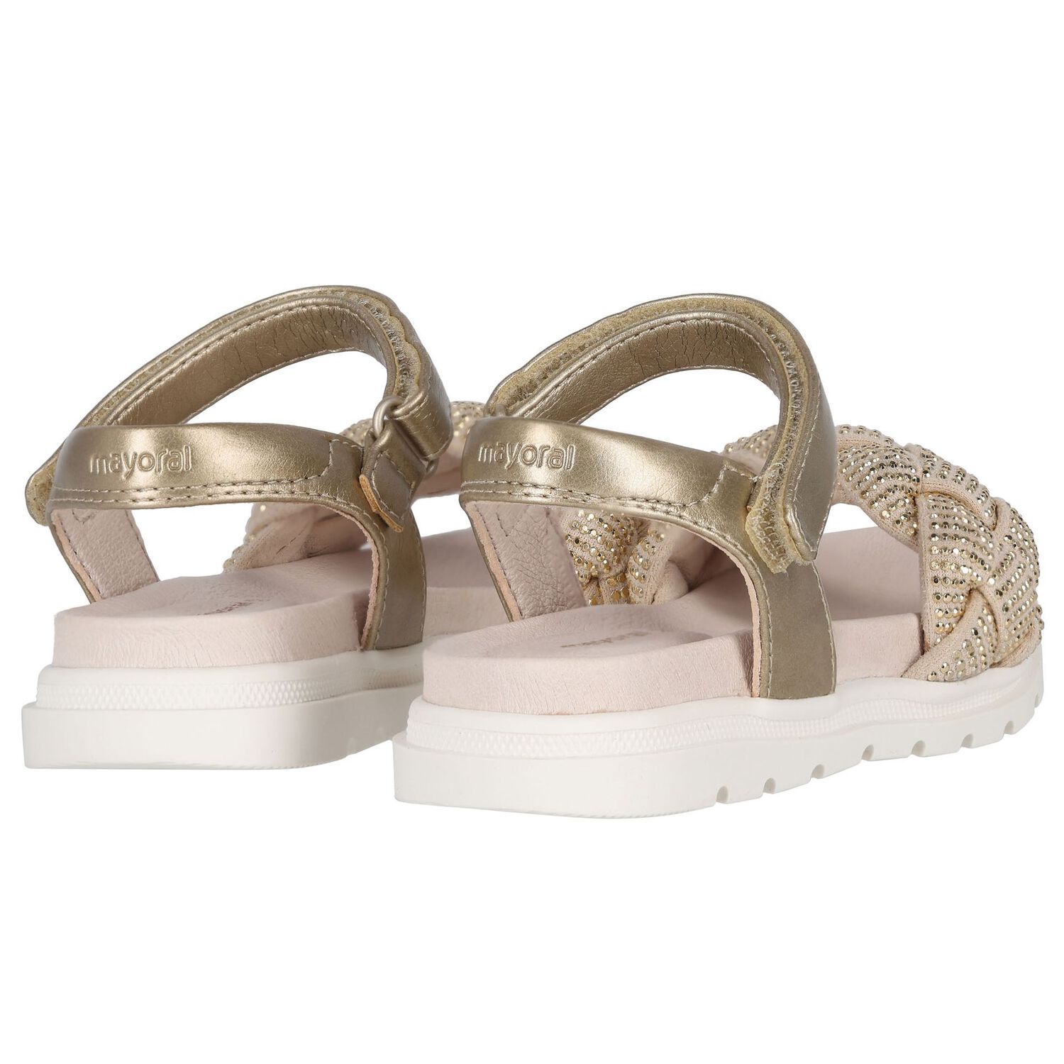 Girls Gold Studded Sandals, 1, hi-res image number null