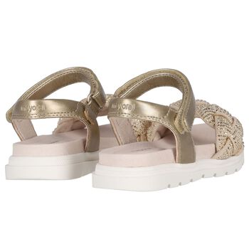 Girls Gold Studded Sandals
