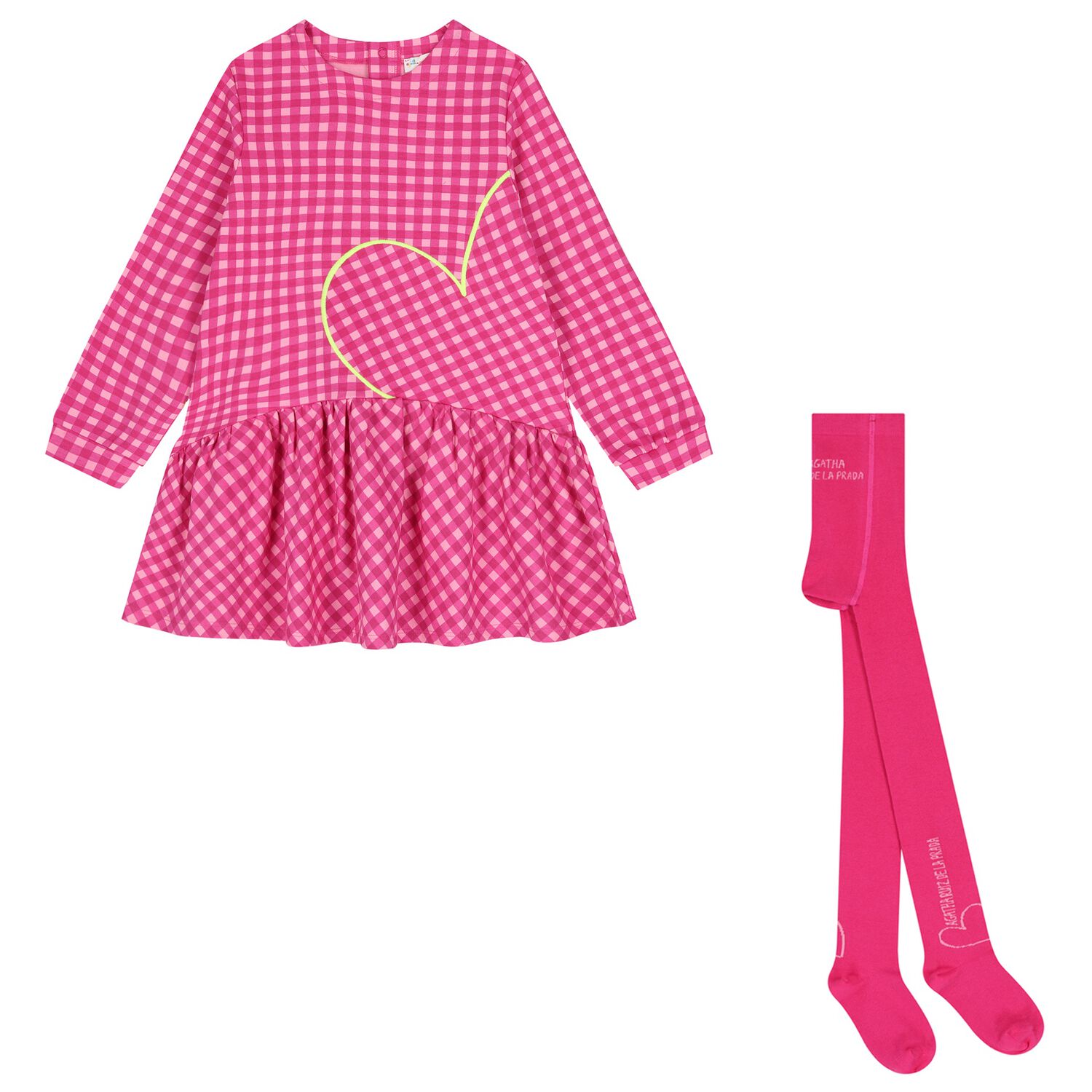 Girls Pink Gingham Dress Set, 1, hi-res image number null