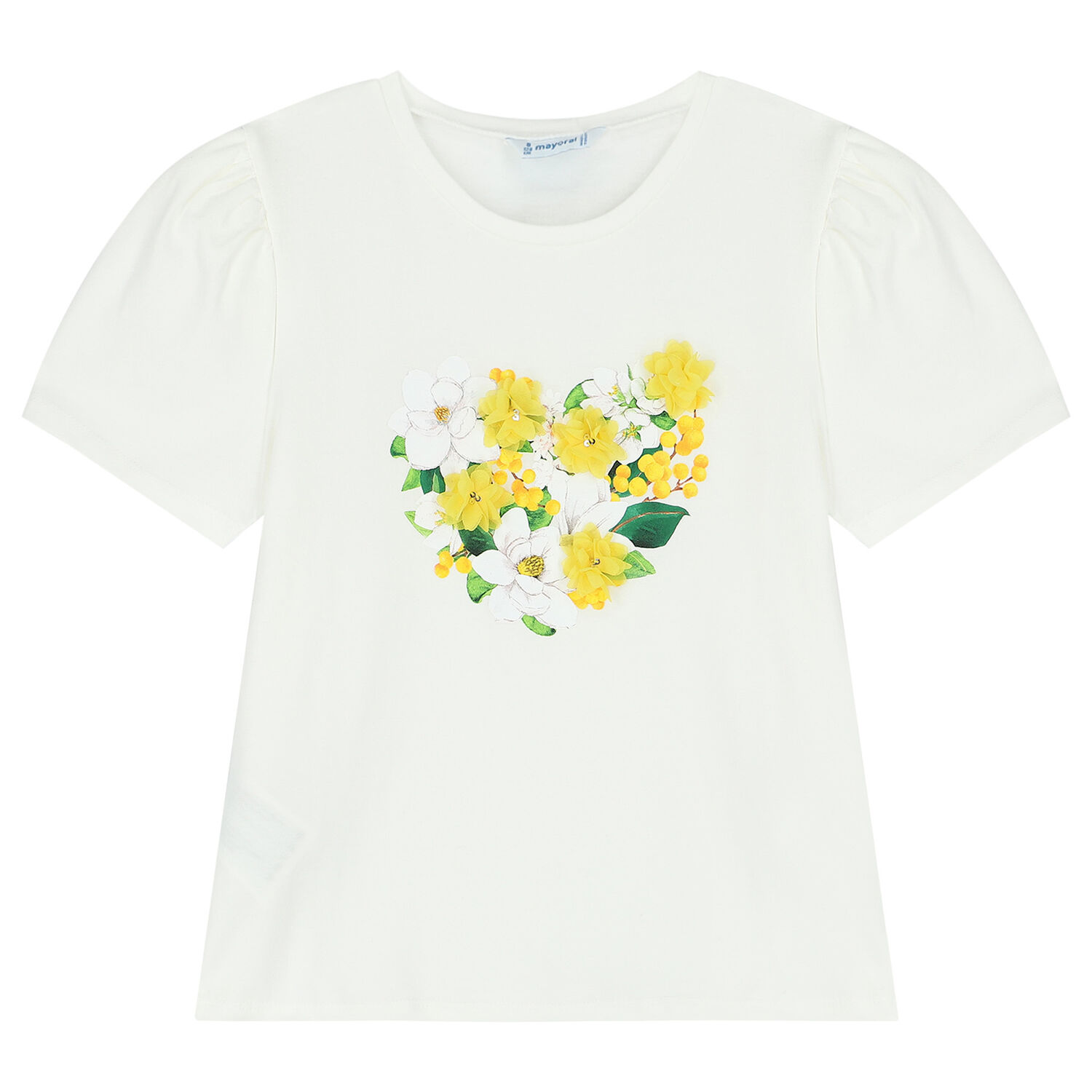 Girls Ivory Floral T-Shirt, 1, hi-res