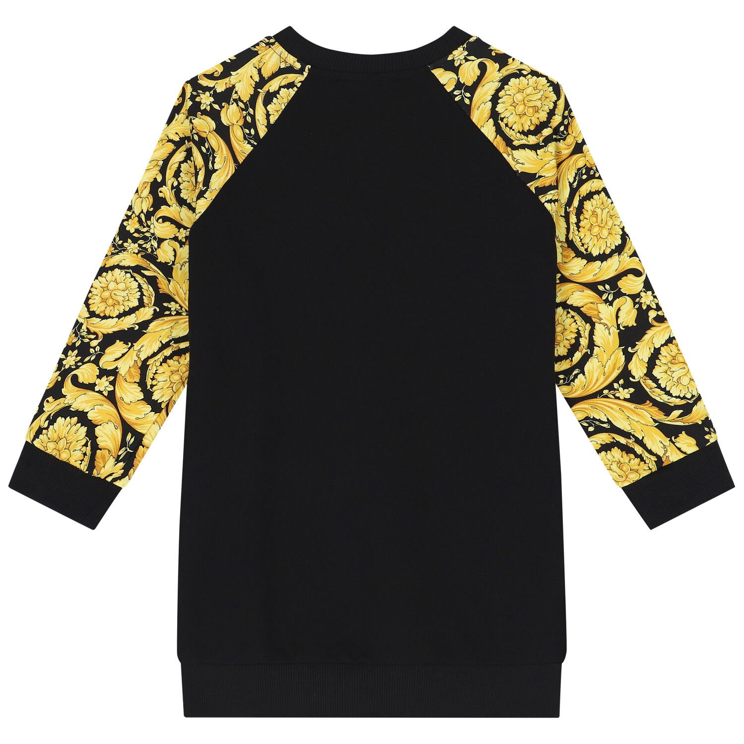 Girls Black & Gold Barocco Medusa Sweatshirt Dress, 1, hi-res