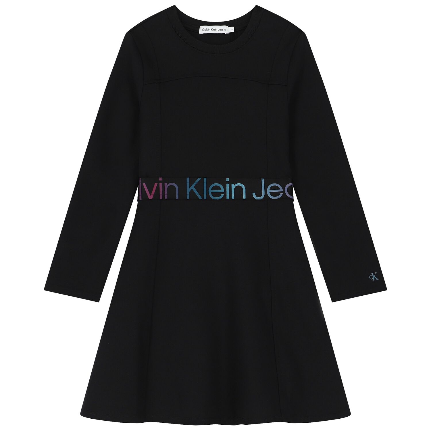 Girls Black Logo Dress, 2, hi-res