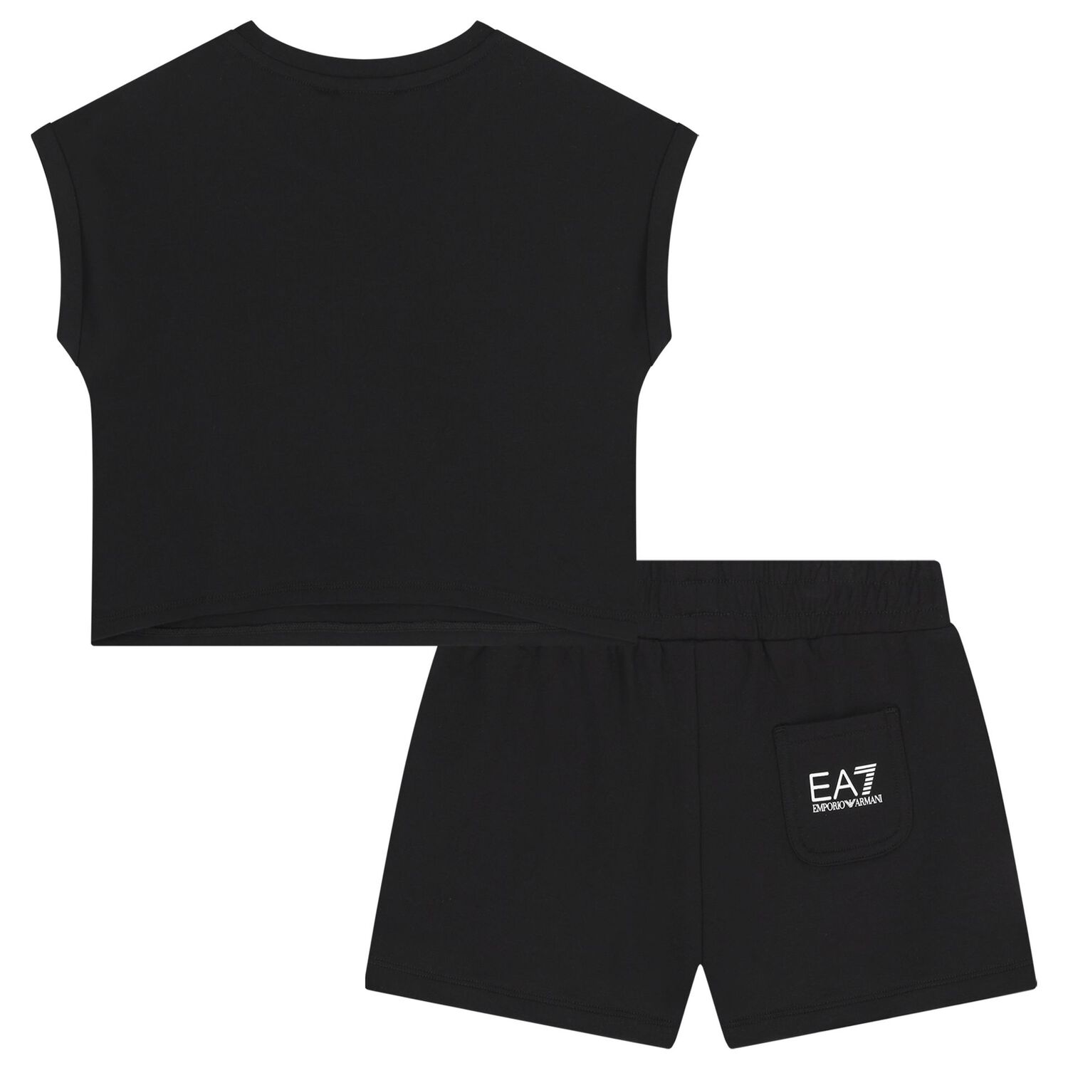 Girls Black Logo Shorts Set, 1, hi-res