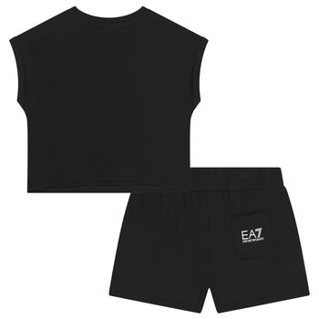 Girls Black Logo Shorts Set