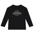 Boys Black Logo Long Sleeve Top, 1, hi-res
