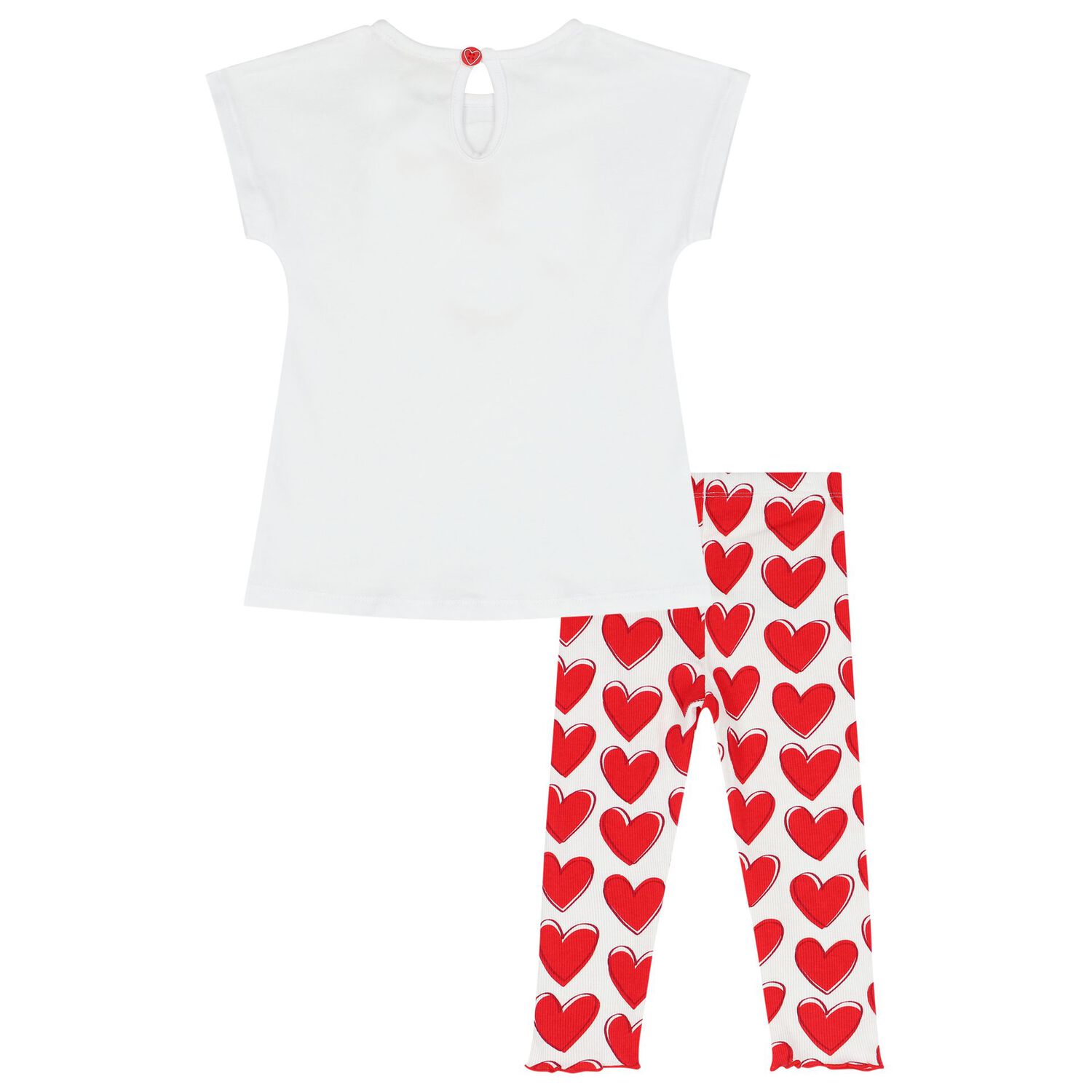 Girls White & Red Heart Leggings Set, 1, hi-res