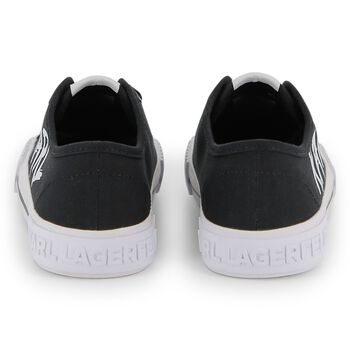 Boys Black & White Logo Trainers