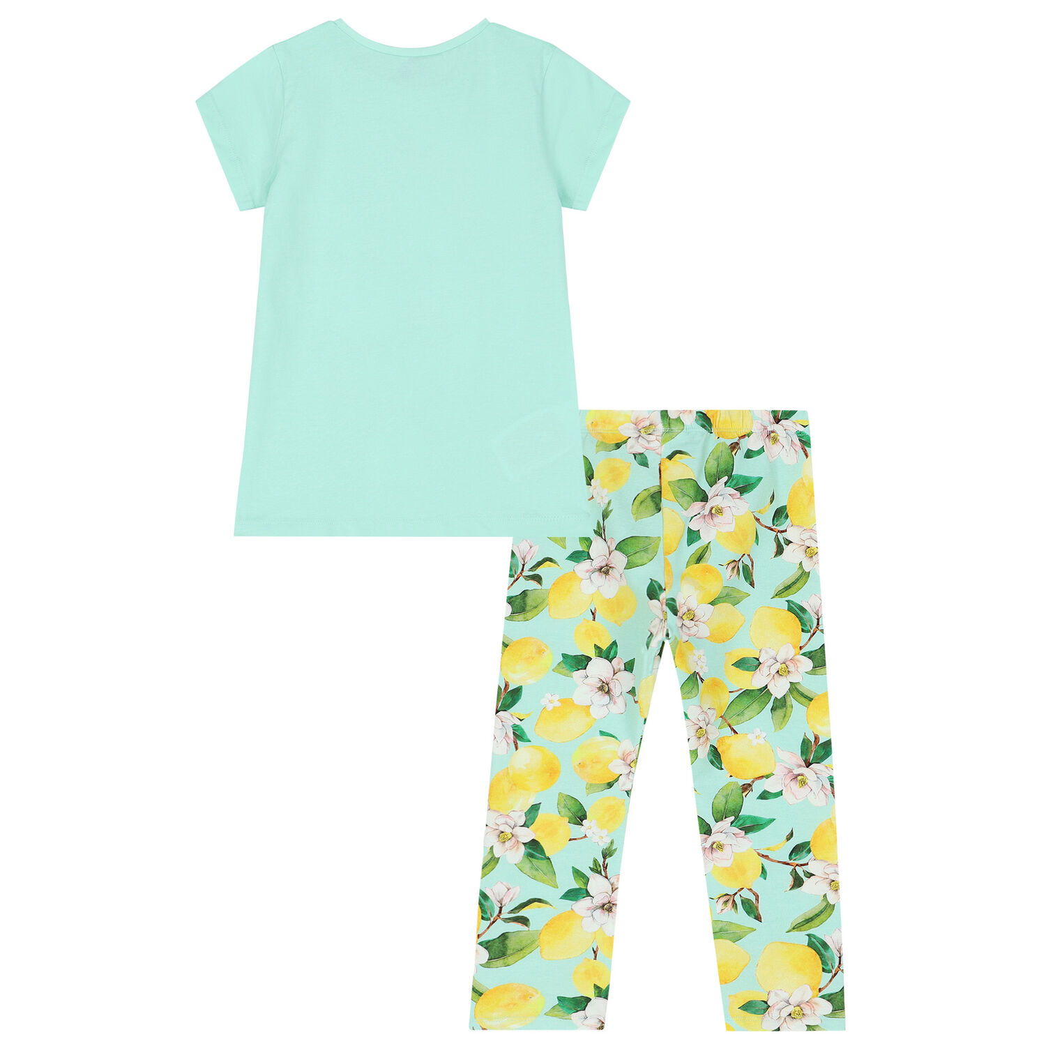 Girls Aqua Graphic Leggings Set, 1, hi-res
