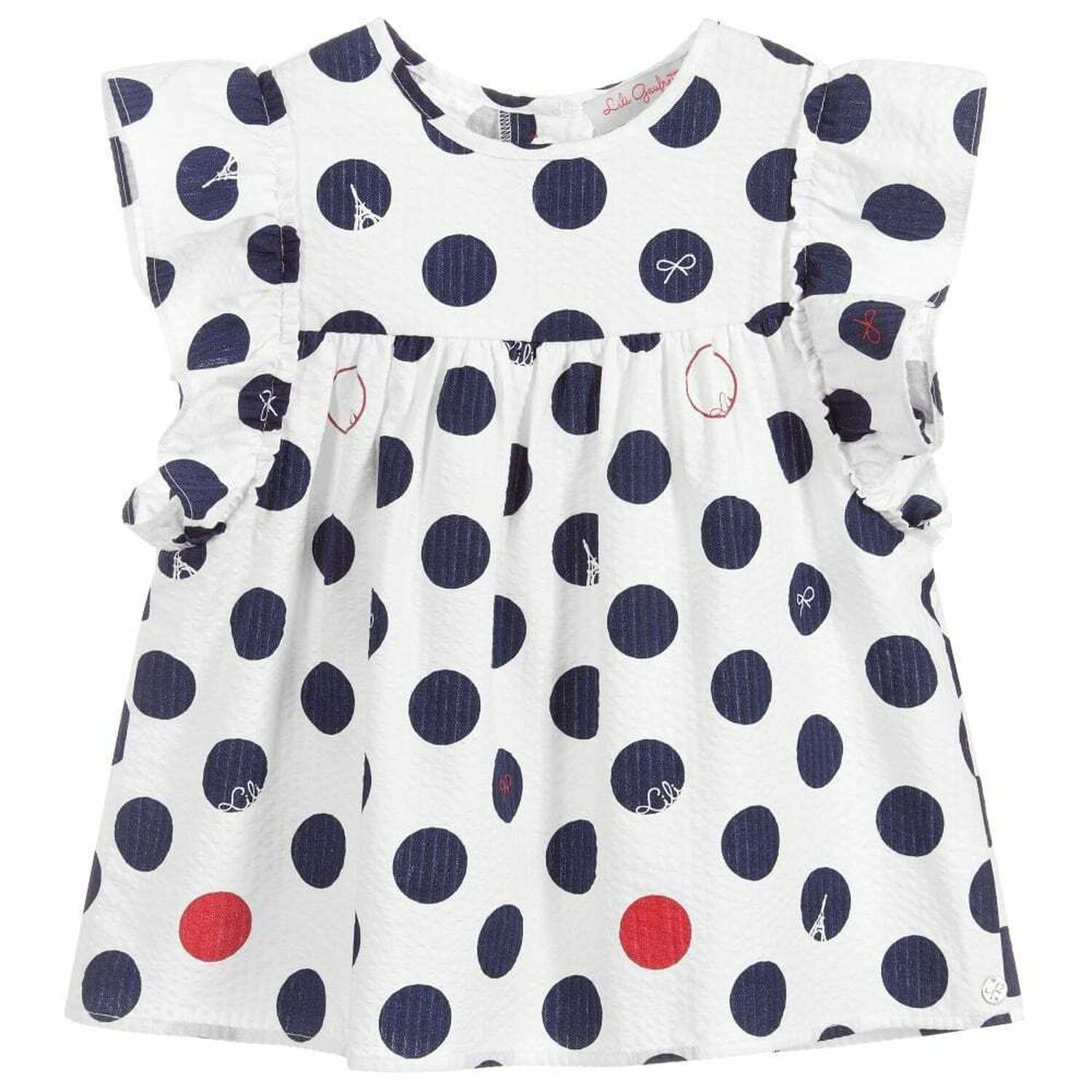 Girls White Polka-Dot Blouse, 1, hi-res