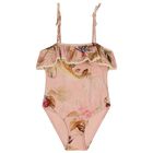 Girls Pink Floral Swimsuit, 1, hi-res