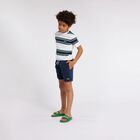 Boys White, Navy & Green Striped T-Shirt, 1, hi-res
