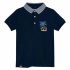 Boys Navy Blue Cotton Polo Shirt, 2, hi-res