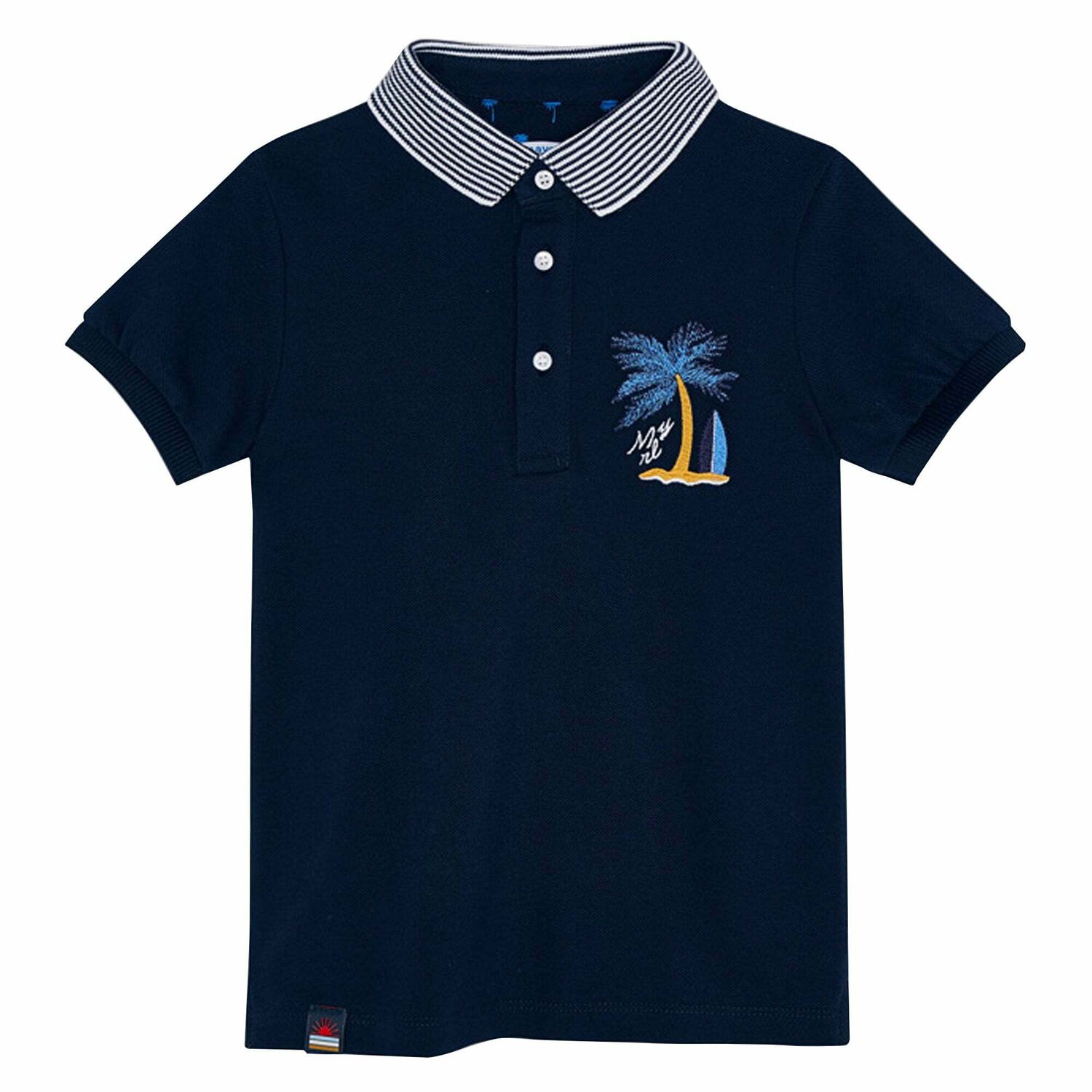 Boys Navy Blue Cotton Polo Shirt, 2, hi-res image number null