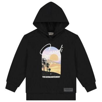 Black Saudi Graphic Logo Hooded Top