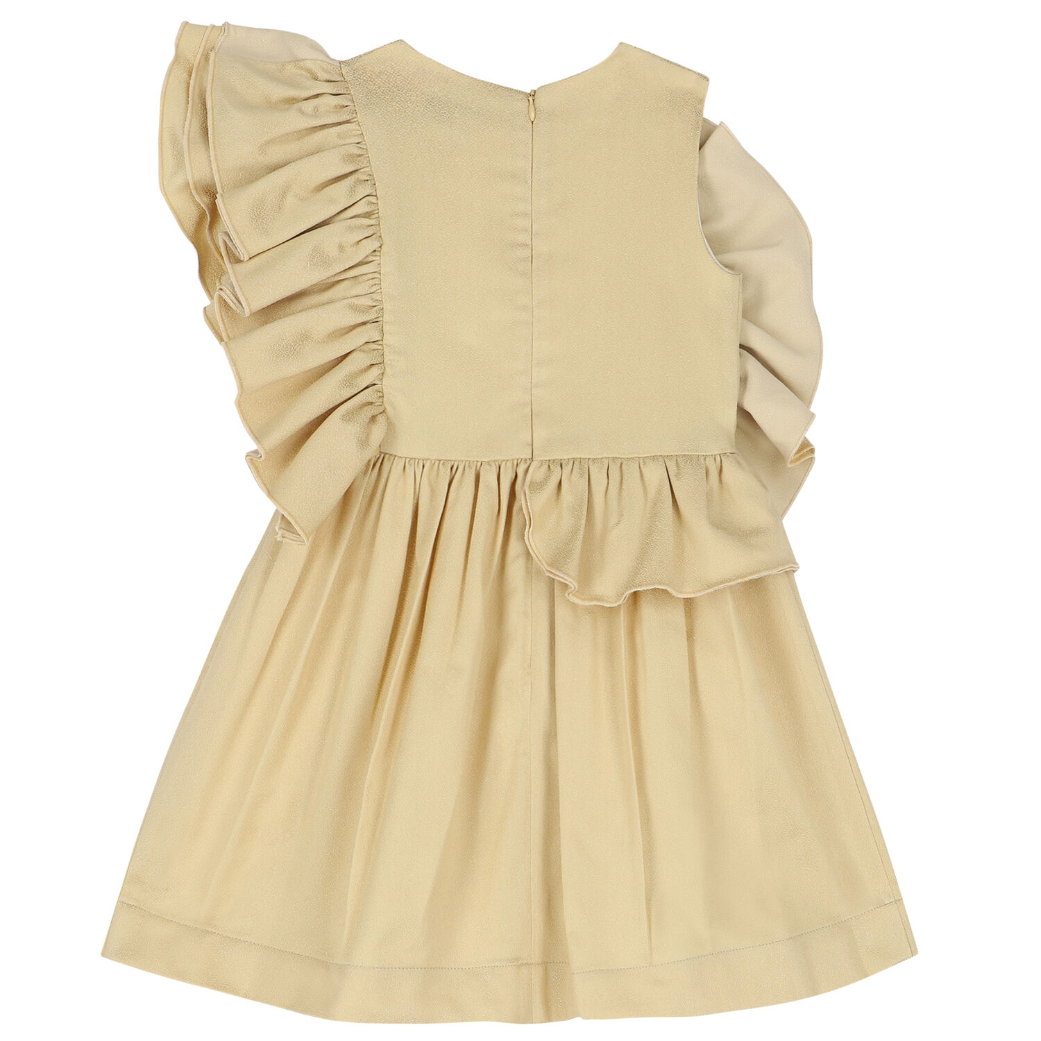 Girls Gold Ruffle Dress, 1, hi-res image number null