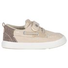 Younger Boys Beige Boat Shoes, 1, hi-res