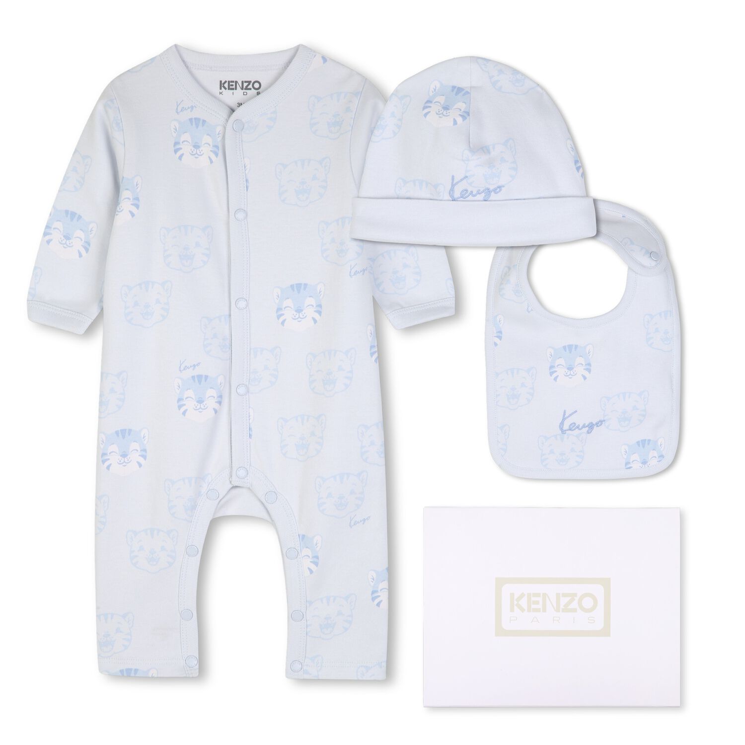 Baby Boys Blue Tiger Logo Romper Gift Set, 1, hi-res