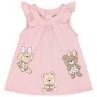 Baby Girls Pink Cotton Teddy Bear Dress, 3, hi-res