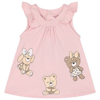 Baby Girls Pink Cotton Teddy Bear Dress